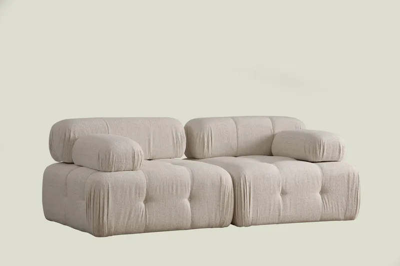 Belgin Bubblig Djup Soffa 2-sits med fasta armstöd - Cream / Beige / Ljus - Möbler - Soffa - Modulsoffor - Komplett modulsoffa