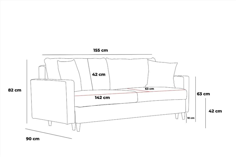 Braneles Soffa 2-sits - Grå - Möbler - Soffa - 2 sits soffa