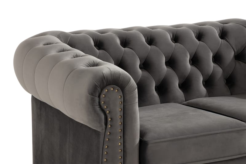 Chesterfield Deluxe 2-sits Soffa - Grå - 2 sits soffa - Chesterfield soffa