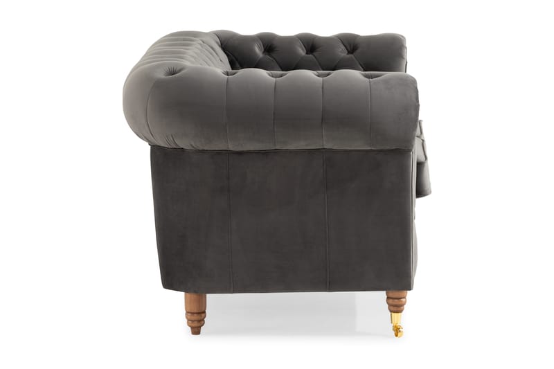 Chesterfield Deluxe 2-sits Soffa - Grå - 2 sits soffa - Chesterfield soffa