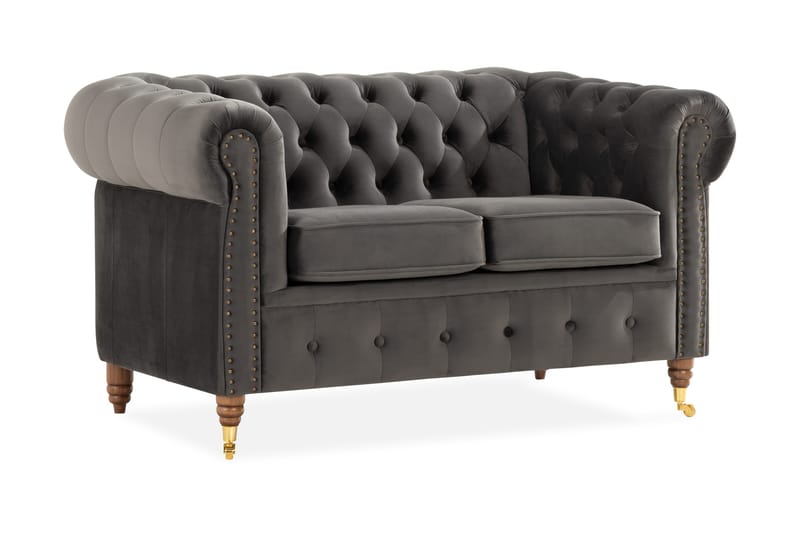 Chesterfield Deluxe 2-sits Soffa - Grå - Möbler - Soffa - 2 sits soffa