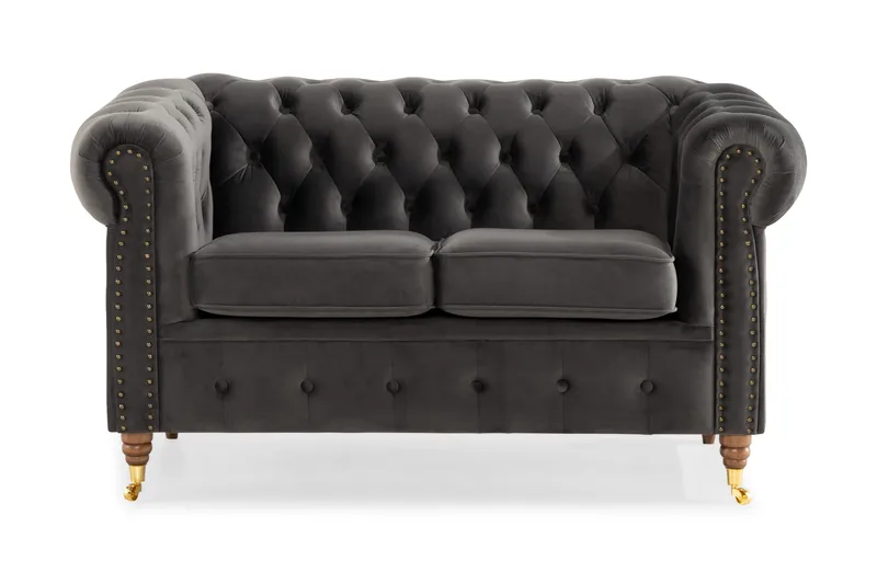 Chesterfield Deluxe 2-sits Soffa, Grå