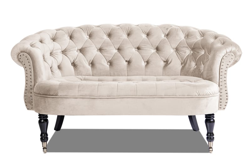 Chesterfield Ludovic Soffa 2-sits - Beige - 2 sits soffa - Chesterfield soffa - Sammetssoffa