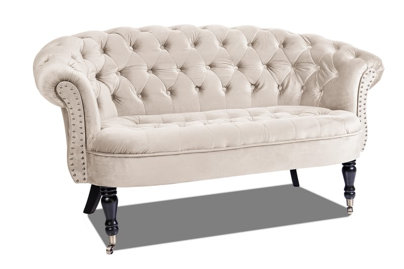 Chesterfield Ludovic Soffa 2-sits - Beige - 2 sits soffa - Chesterfield soffa - Sammetssoffa