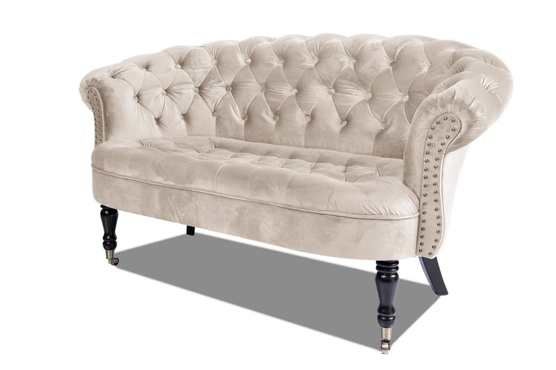 Chesterfield Ludovic Soffa 2-sits - Beige - 2 sits soffa - Chesterfield soffa - Sammetssoffa