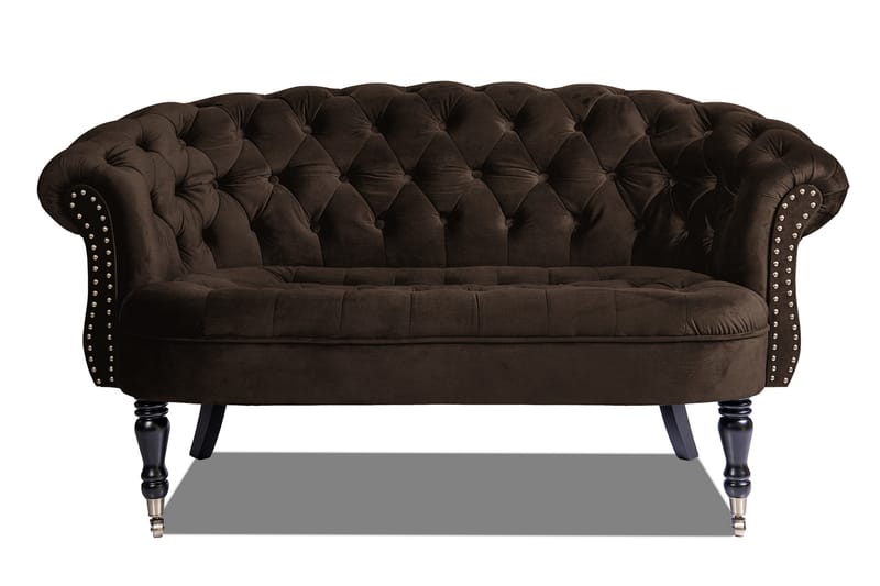 Chesterfield Ludovic Soffa 2-sits - Brun - 2 sits soffa - Chesterfield soffa - Sammetssoffa