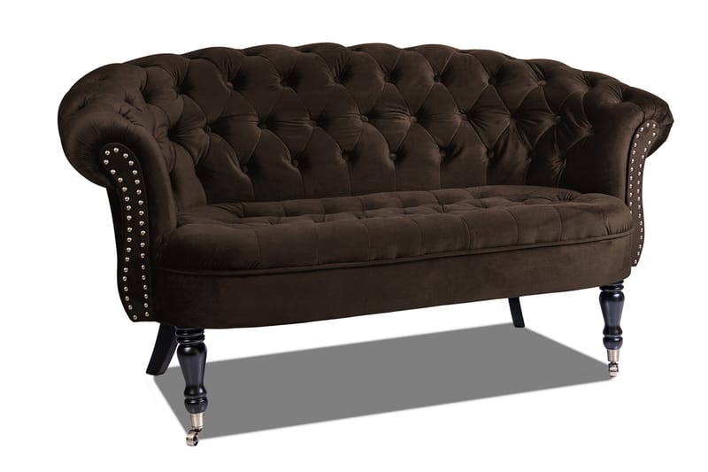 Chesterfield Ludovic Soffa 2-sits - Brun - 2 sits soffa - Chesterfield soffa - Sammetssoffa