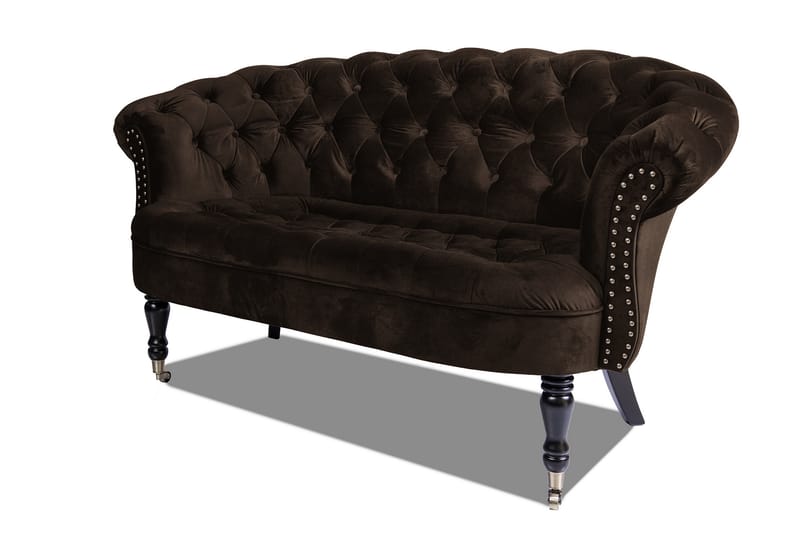 Chesterfield Ludovic Soffa 2-sits - Brun - 2 sits soffa - Chesterfield soffa - Sammetssoffa