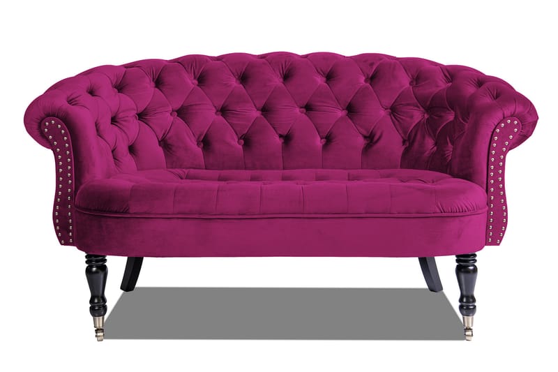 Chesterfield Ludovic Soffa 2-sits - Cerise - 2 sits soffa - Chesterfield soffa - Sammetssoffa