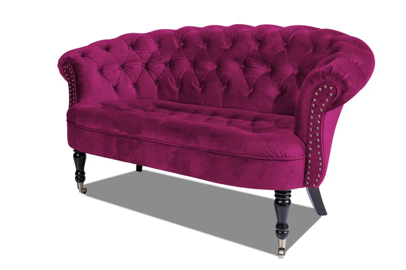 Chesterfield Ludovic Soffa 2-sits - Cerise - 2 sits soffa - Chesterfield soffa - Sammetssoffa
