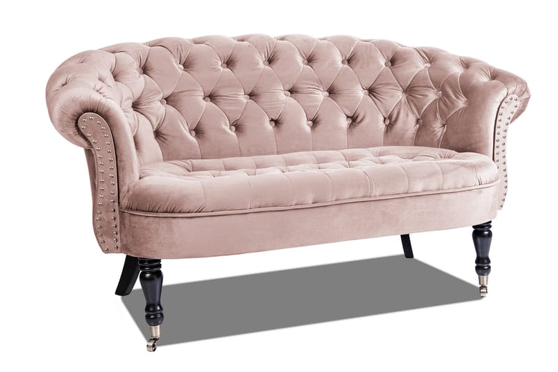 Chesterfield Ludovic Soffa 2-sits - Rosa - 2 sits soffa - Chesterfield soffa - Sammetssoffa