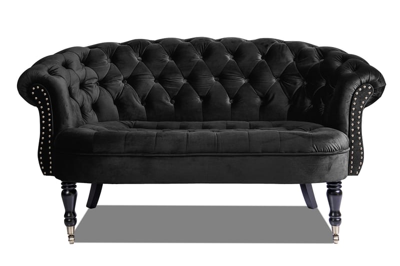 Chesterfield Ludovic Soffa 2-sits - Svart - 2 sits soffa - Chesterfield soffa - Sammetssoffa