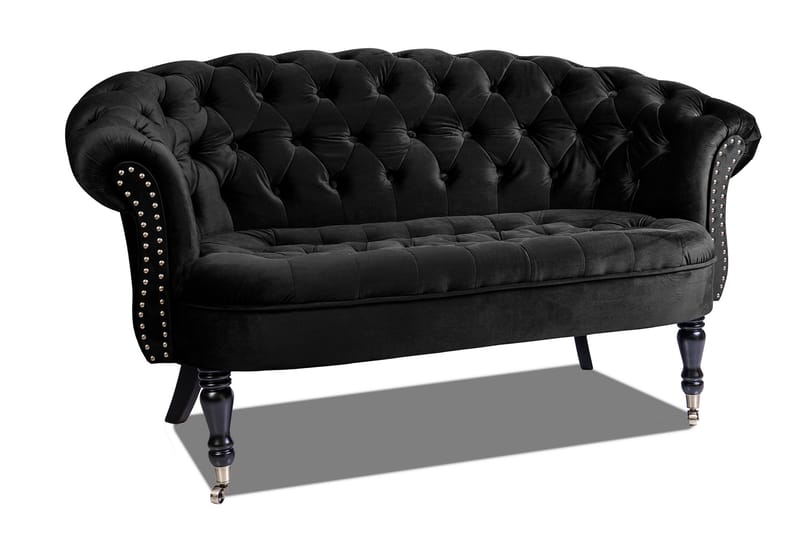 Chesterfield Ludovic Soffa 2-sits - Svart - 2 sits soffa - Chesterfield soffa - Sammetssoffa