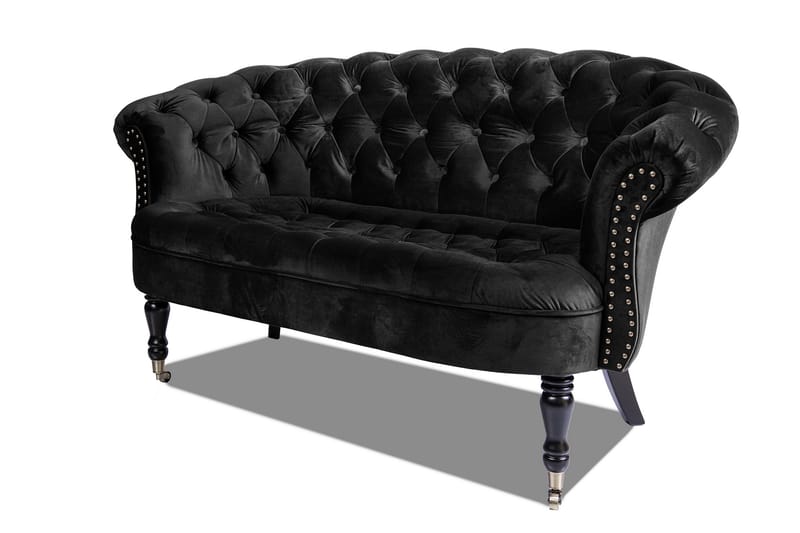 Chesterfield Ludovic Soffa 2-sits - Svart - 2 sits soffa - Chesterfield soffa - Sammetssoffa