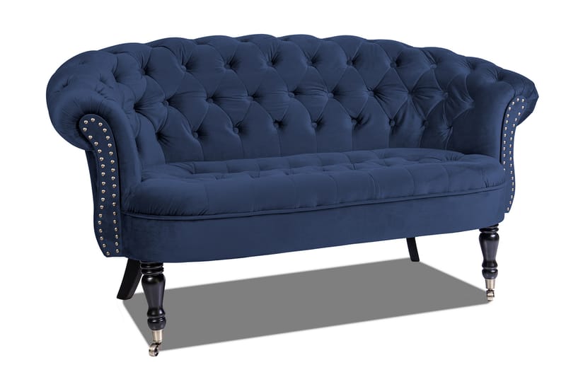 Chesterfield Ludovic Soffa 2-sits - Petrolblå - 2 sits soffa - Chesterfield soffa - Sammetssoffa