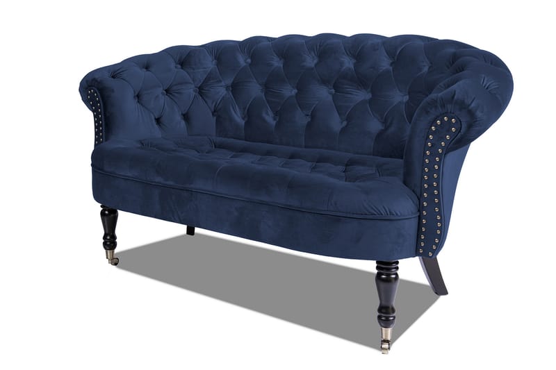Chesterfield Ludovic Soffa 2-sits - Petrolblå - 2 sits soffa - Chesterfield soffa - Sammetssoffa