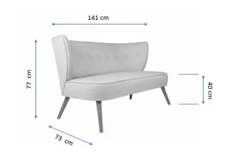 Clivocast Djup 2-sits Soffa i Tyg med Träben - Pastellgul - Möbler - Soffa - 2 sits soffa