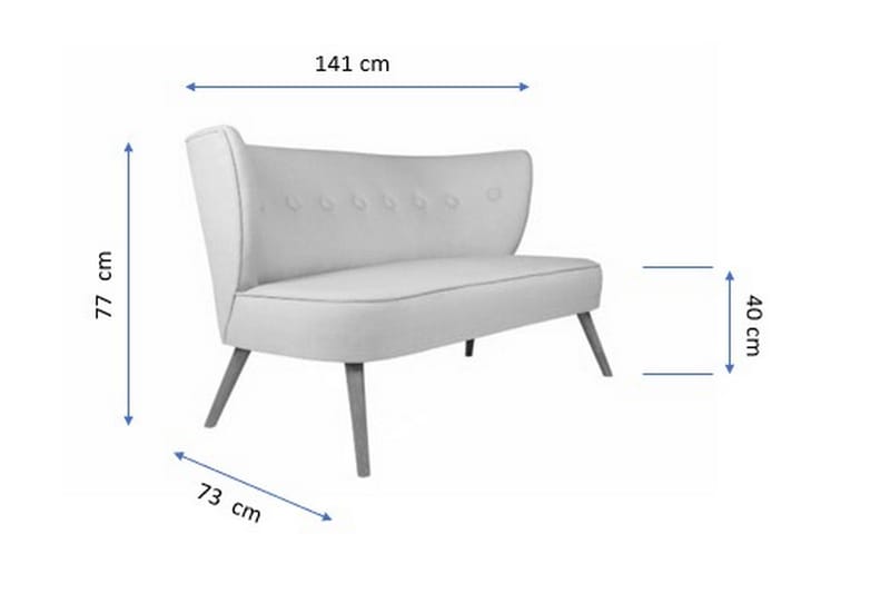 Clivocast Djup 2-sits Soffa i Tyg med Träben - Pastellgul - Möbler - Soffa - 2 sits soffa