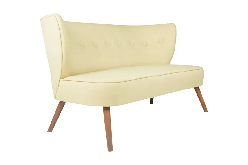 Clivocast Djup 2-sits Soffa i Tyg med Träben - Pastellgul - Möbler - Soffa - 2 sits soffa