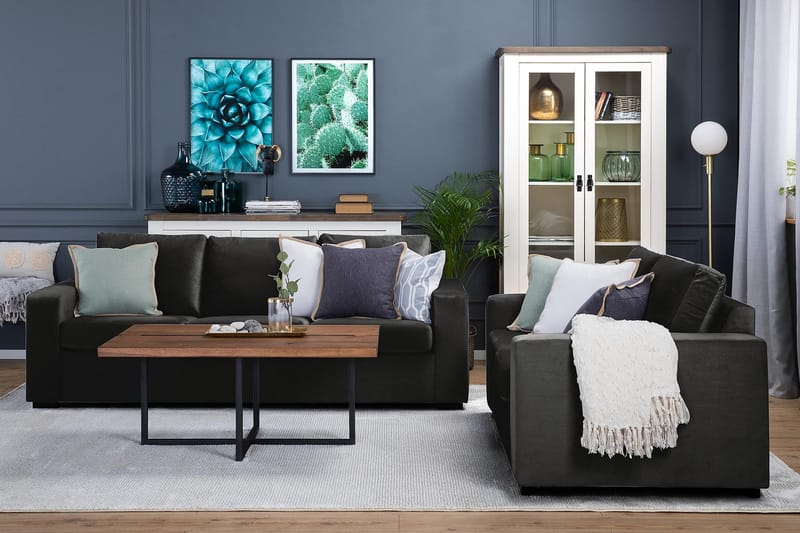 Crazy 2-sits Sammetssoffa - Mörkgrå - Möbler - Soffa - 2 sits soffa