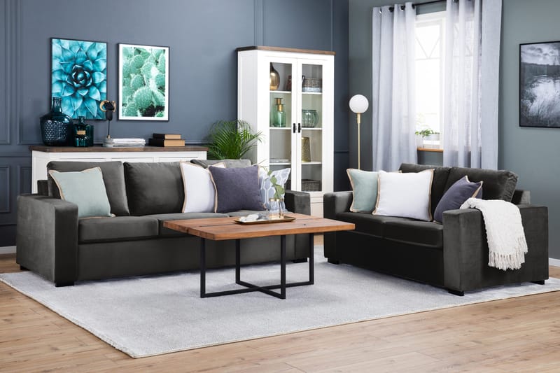 Crazy 2-sits Sammetssoffa - Mörkgrå - Möbler - Soffa - 2 sits soffa