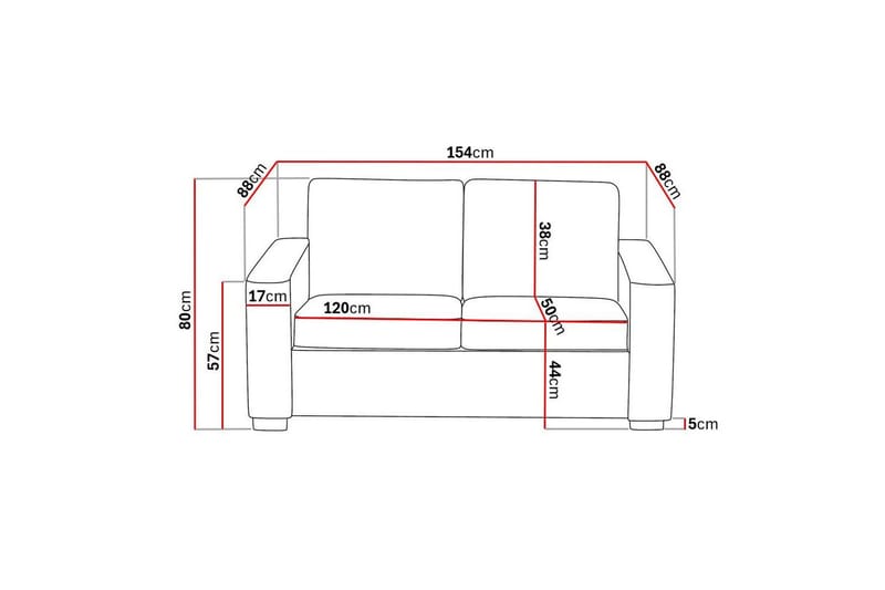 Crazy 2-sits Soffa i Konstläder - Svart - Möbler - Soffa - Skinnsoffor
