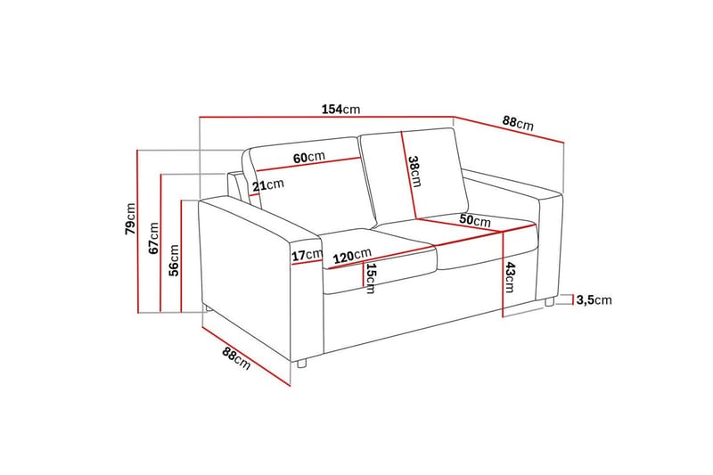 Crazy 2-sits Tygsoffa - Antracit - Möbler - Soffa - 2 sits soffa