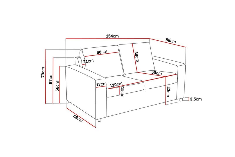 Crazy 2-sits Tygsoffa - Antracit - Möbler - Soffa - 2 sits soffa