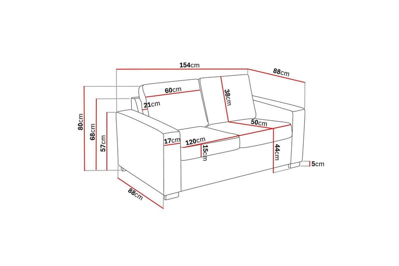 Crazy 2-sits Tygsoffa - Grå - Möbler - Soffa - 2 sits soffa