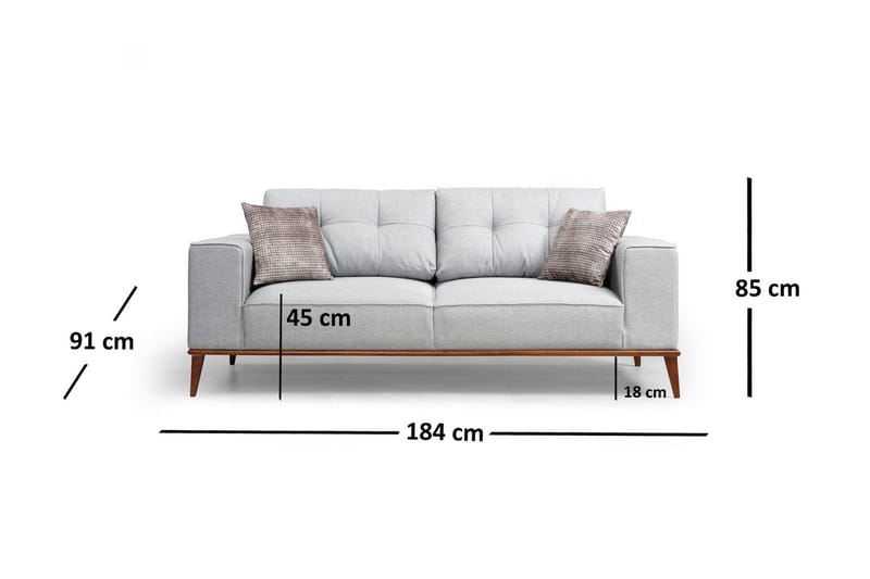 Dubar 2-Sits Soffa - Grå - Möbler - Soffa - 2 sits soffa