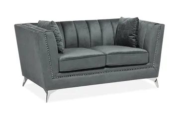 Gaula 2-sits Sammetssoffa 160 cm - Grå - Möbler - Soffa - 2 sits soffa