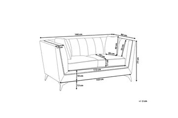 Gaula 2-sits Sammetssoffa 160 cm - Grå - Möbler - Soffa - 2 sits soffa