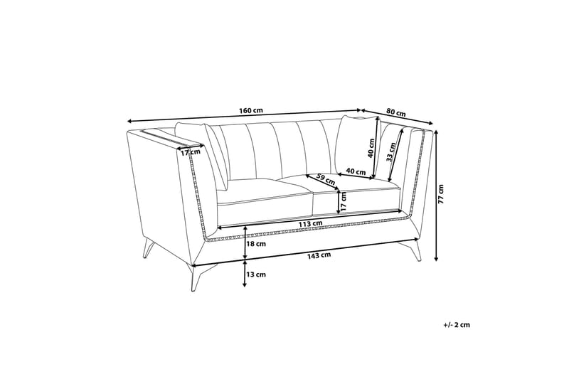 Gaula 2-sits Sammetssoffa 160 cm - Grå - Möbler - Soffa - 2 sits soffa