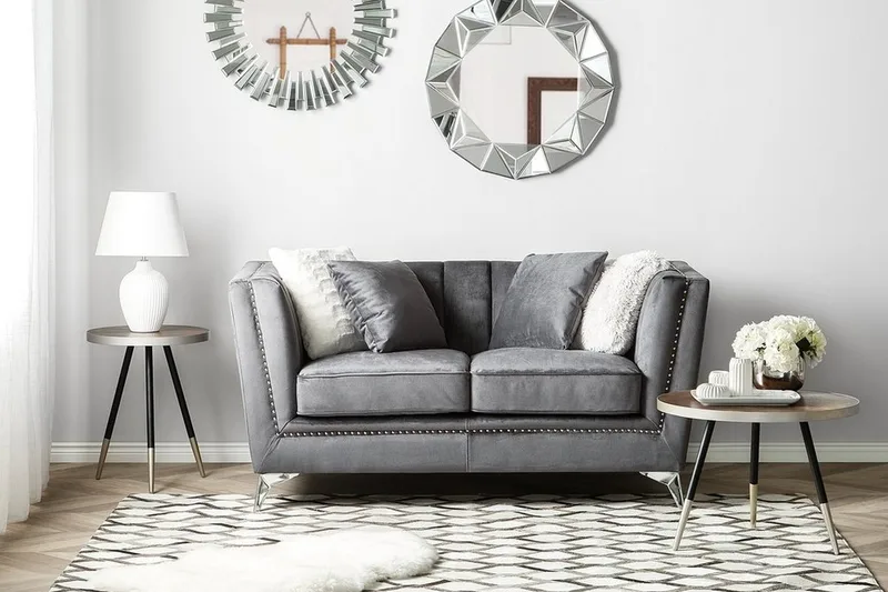 Gaula 2-sits Sammetssoffa 160 cm - Grå - Möbler - Soffa - 2 sits soffa