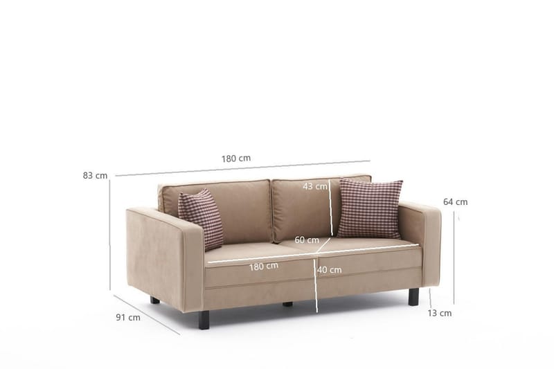 Kaletea Soffa 2-sits - Beige - 2 sits soffa