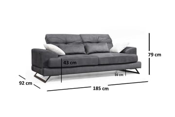Killem 2-sits Soffa med Låga Armstöd och Vinklade Ben i Tyg - Antracit - Möbler - Soffa - 2 sits soffa