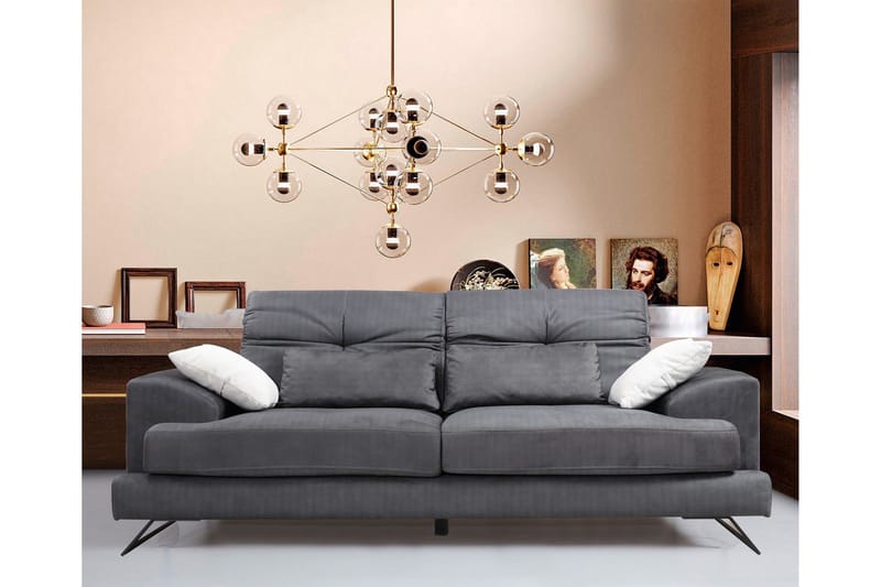 Killem 2-sits Soffa med Låga Armstöd och Vinklade Ben i Tyg - Antracit - Möbler - Soffa - 2 sits soffa