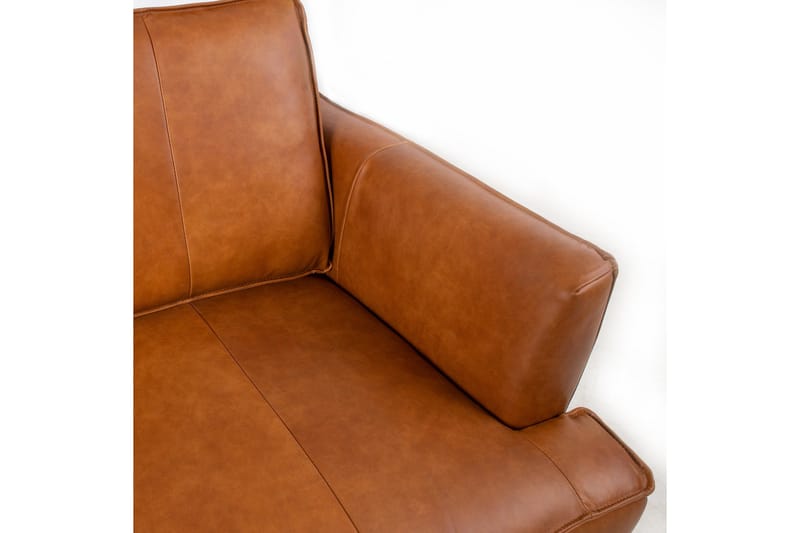 Leo 2-sits Soffa med Smala Armstöd i Skinn - Cognac - Möbler - Soffa - 2 sits soffa