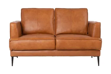 Leo 2-sits Soffa med Smala Armstöd i Skinn - Cognac - Möbler - Soffa - 2 sits soffa