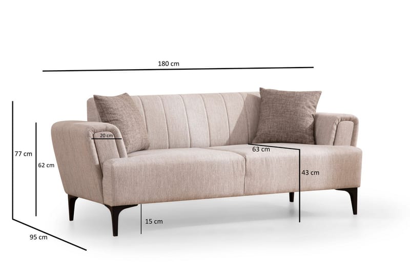 Lilesville 3-sits Soffa - Beige - 2 sits soffa