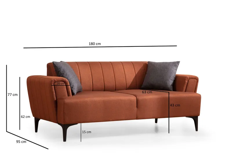 Lilesville 3-sits Soffa - Röd - Möbler - Soffa - 2 sits soffa
