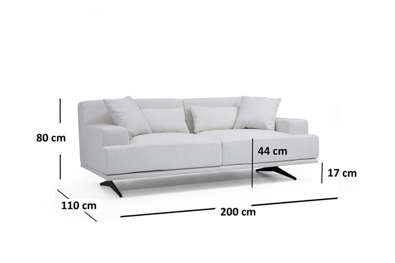Lums 2-sits Soffa 200 cm i Tyg - Benvit - Möbler - Soffa - 2 sits soffa