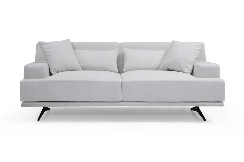 Lums 2-sits Soffa 200 cm i Tyg, Benvit