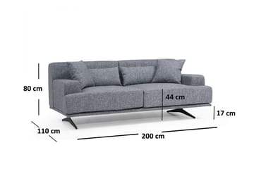 Lums 2-sits Soffa 200 cm i Tyg - Grå - Möbler - Soffa - 2 sits soffa