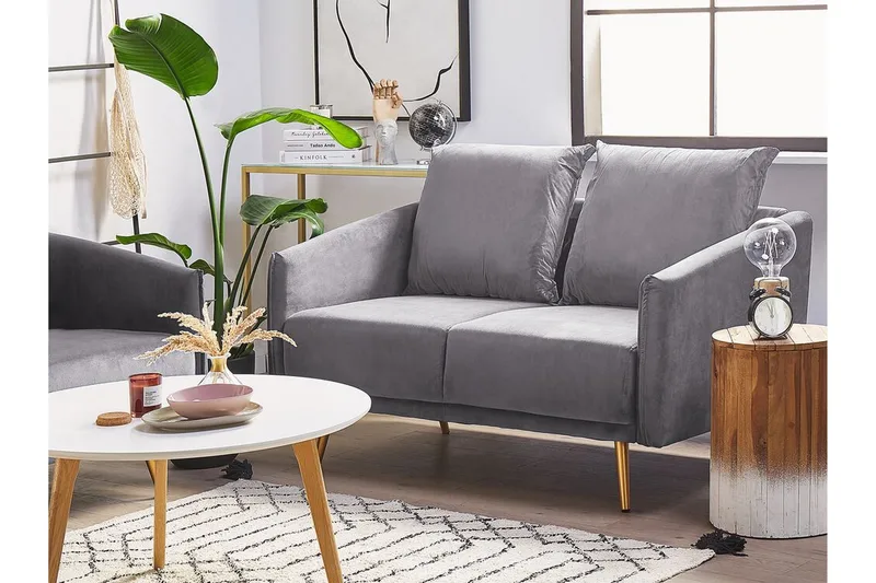 Maurana 2-sits Soffa - Sammet/Grå - Möbler - Soffa - 2 sits soffa