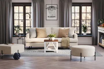 Menard Compact 3-sits Manchestersoffa - Beige - Möbler - Soffa - 3 sits soffa
