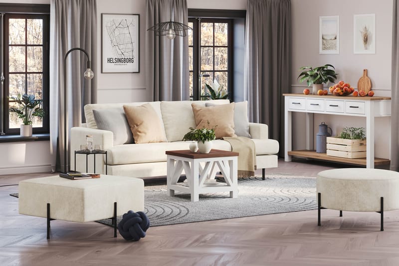 Menard Compact 3-sits Sammetssoffa - Krämvit - Möbler - Soffa - 3 sits soffa