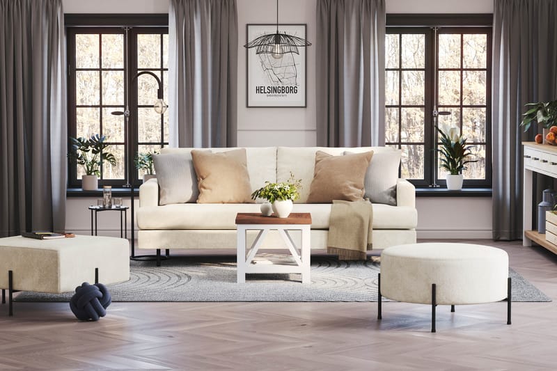 Menard Compact 3-sits Sammetssoffa - Krämvit - Möbler - Soffa - 3 sits soffa