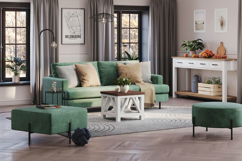 Menard Compact 3-sits Sammetssoffa - Mörkgrön - Möbler - Soffa - 3 sits soffa