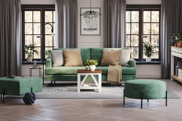 Menard Compact 3-sits Sammetssoffa - Mörkgrön - Möbler - Soffa - 3 sits soffa